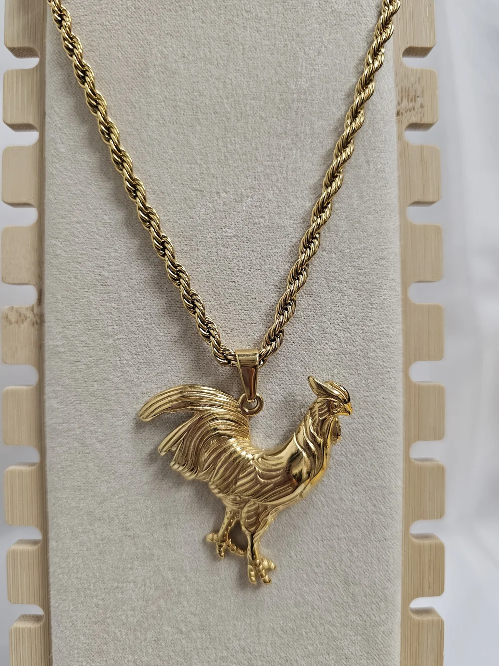 Gold Rooster Pendant Necklace - Women Jewelry